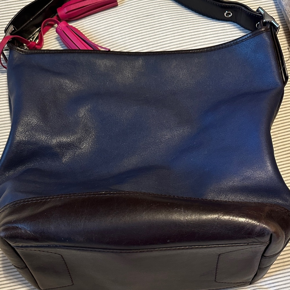 Coach Vibrant Pink and Navy Hobo Bag - Picture 3 of 4